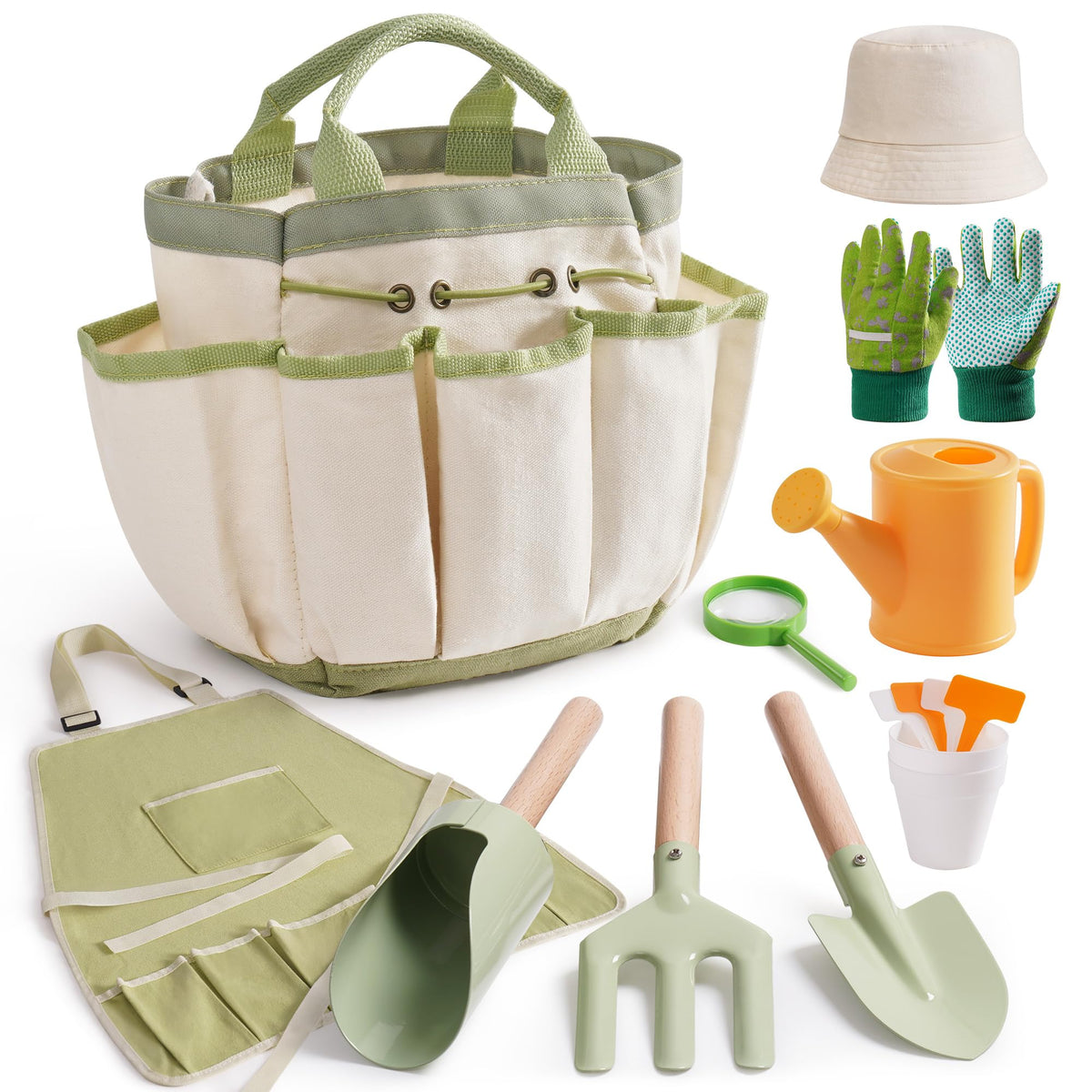 ROBOTIME Kids Gardening Tools shovel: sturdy wooden handle for safe, comfortable outdoor planting.