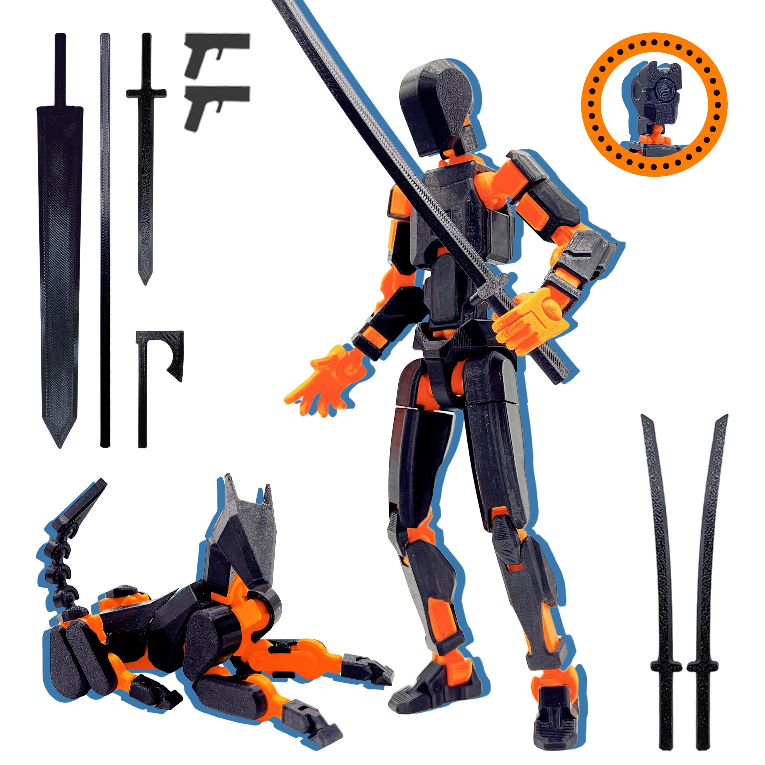 ROBTDUUMY T13 front view action figure with multi-jointed poseability for dynamic displays.