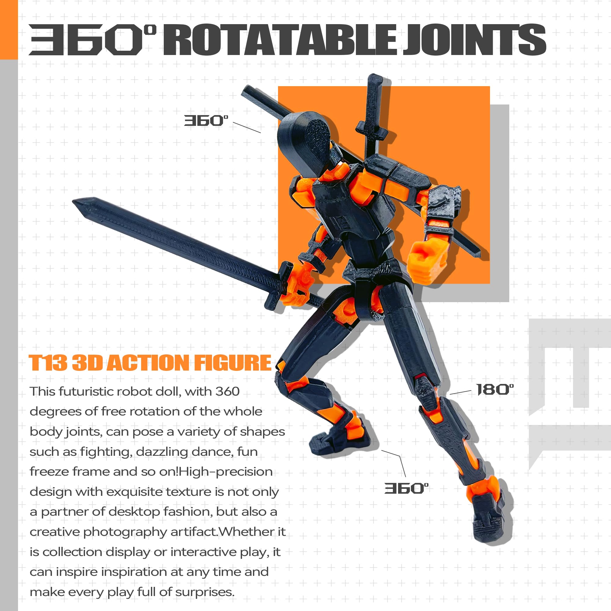 ROBTDUUMY T13 assembled out-of-box; ready-to-display without assembly hassle.