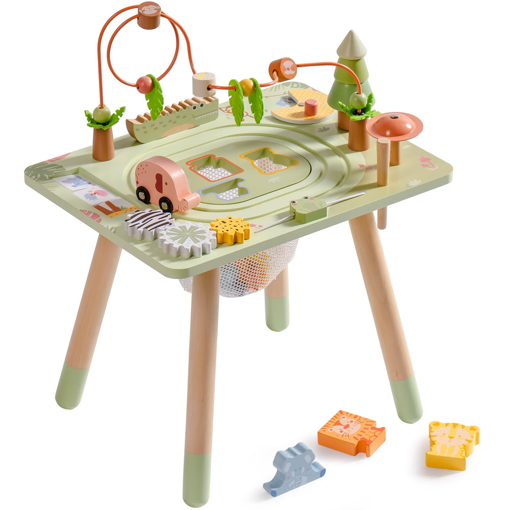ROBUD Activity Table bead maze supports fine motor skills during play.