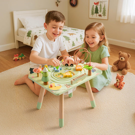 ROBUD Activity Table gears spin for cognitive tracking and cause-and-effect learning.
