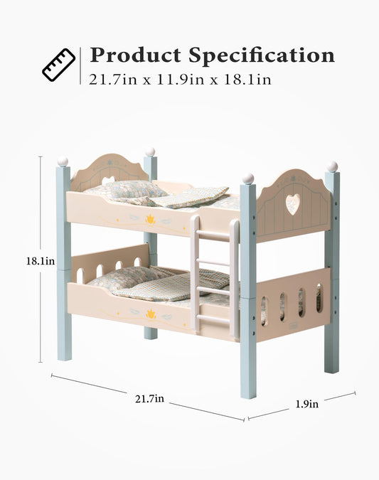 ROBUD wooden doll bed highlights detachable ladder for flexible setups.