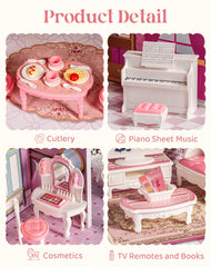 ROBUD dollhouse dressing table mirror provides reflective dressing role-play.