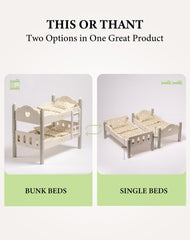 ROBUD Green rose-pattern crib adds whimsy to doll scenes
