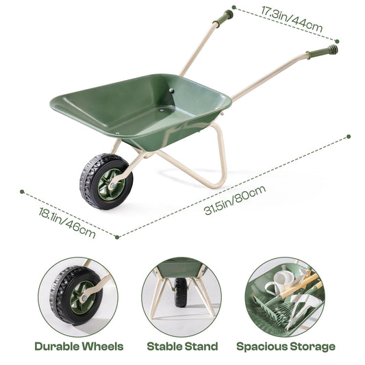 ROBUD Kids Wheelbarrow shovel helps kids practice digging and motor skills during garden time.