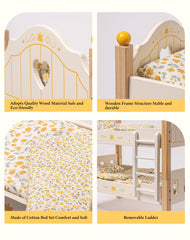 ROBUD wooden doll bed close-up showcases smooth finish and durable craft.