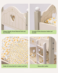 ROBUD Wooden doll bed easy assembly for quick playtime setup