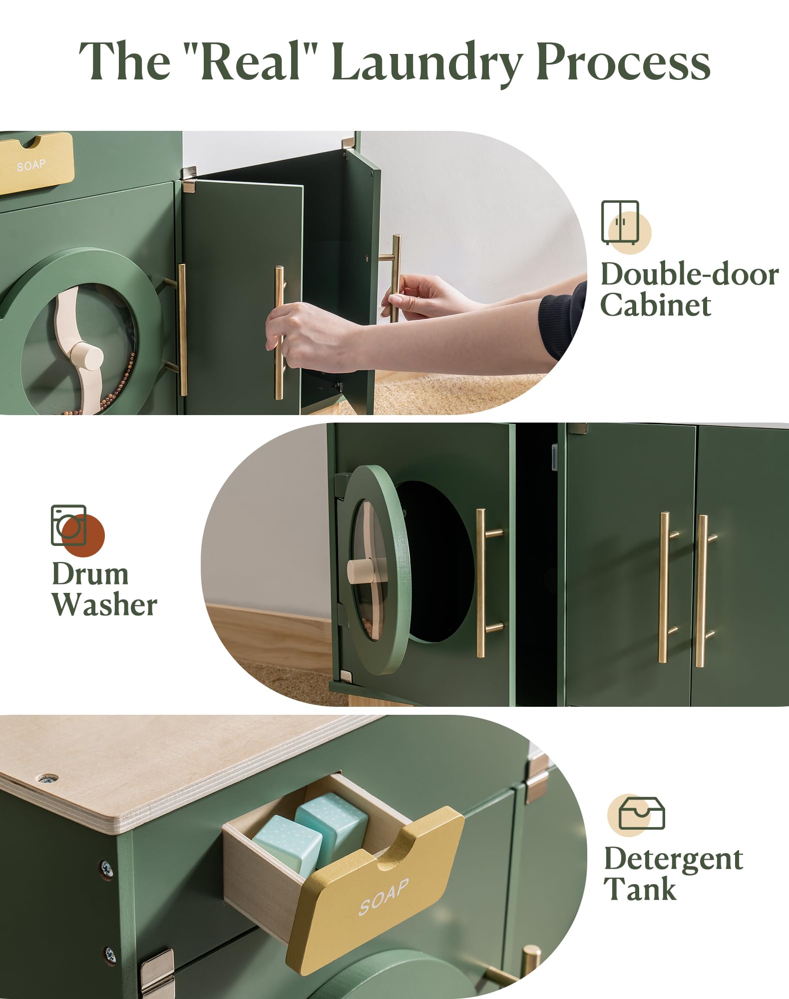 ROBUD wooden kitchen storage cabinet under sink emphasizes organization and tidy playspaces.