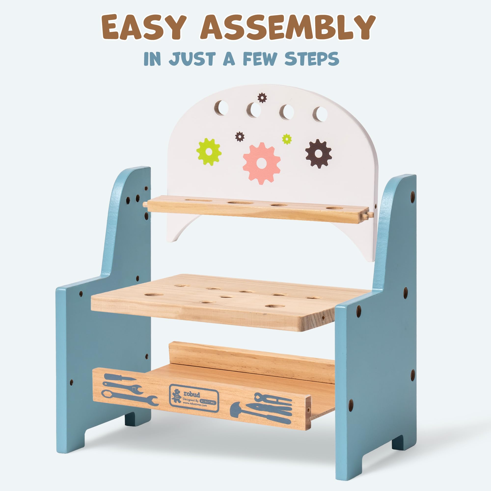 ROBUD wooden tool screwdriver set supports fine motor skills.