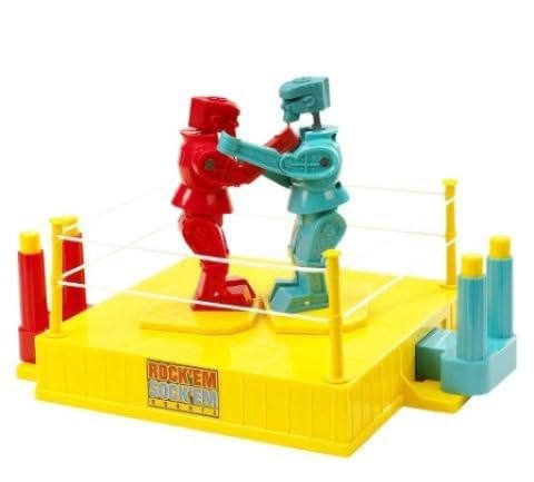 Rock Em Sock Em New Robots Game with Red Rocker and Blue Bomber ready to play
