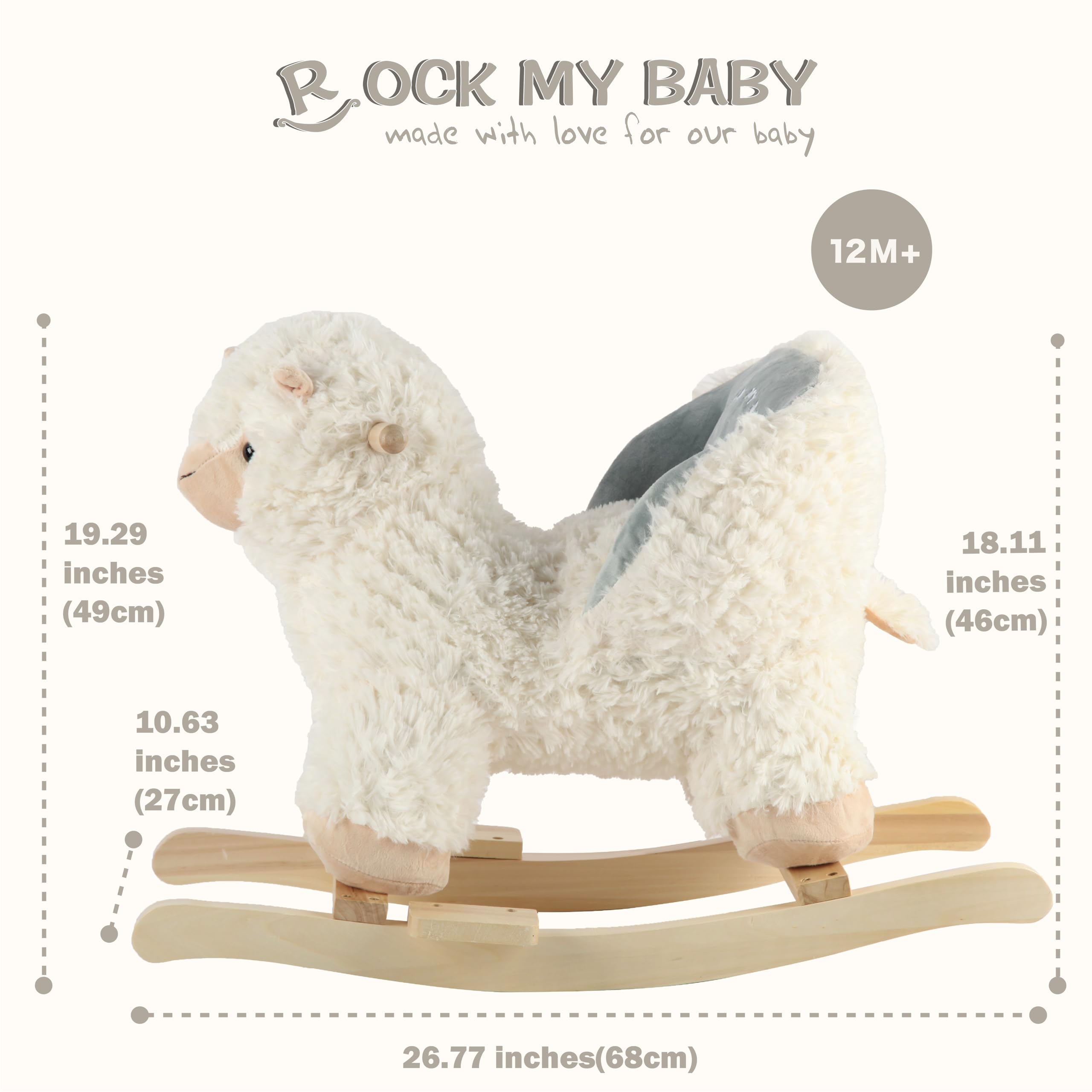 Rock My Baby cream alpaca rocker emphasizes finish and cozy design.