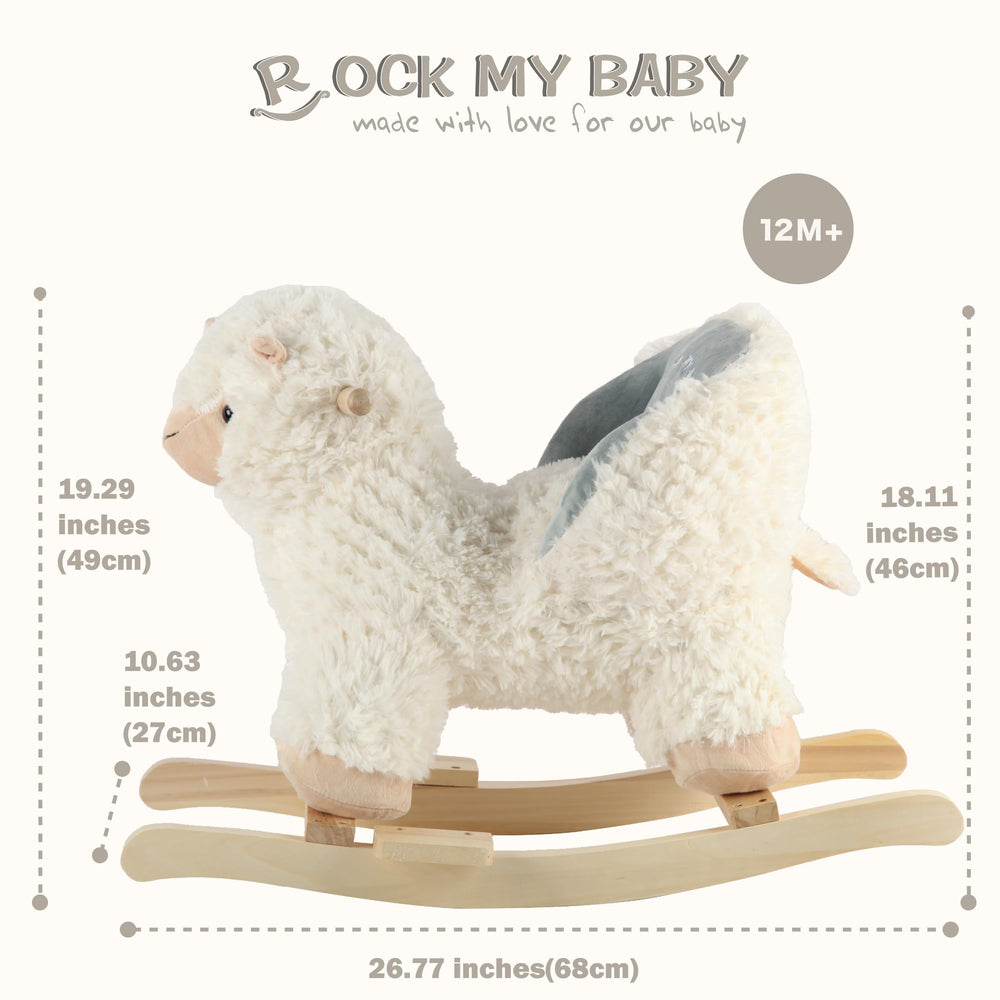 Rock My Baby cream alpaca rocker emphasizes finish and cozy design.