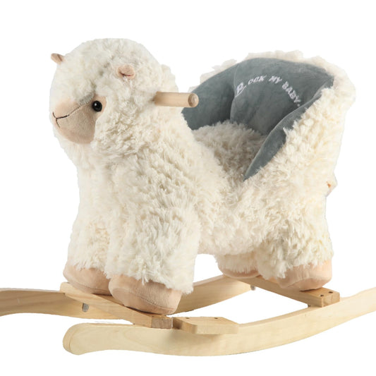 Rock My Baby alpaca rocking horse with lullaby ears for calming toddler play.