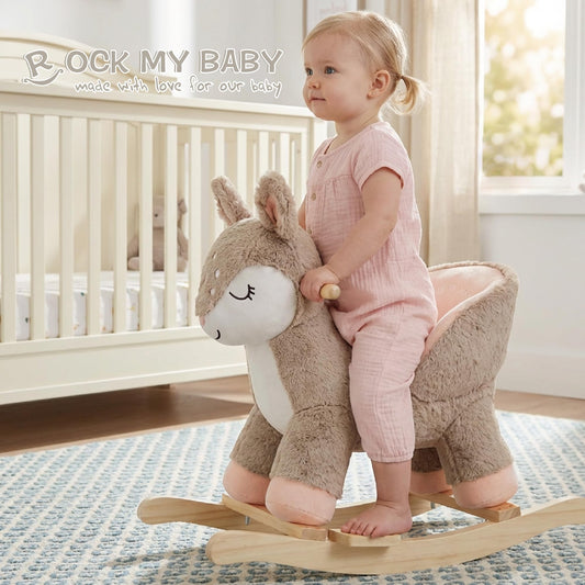 Rock My Baby deer lullaby ears play soothing melodies for calm moments.
