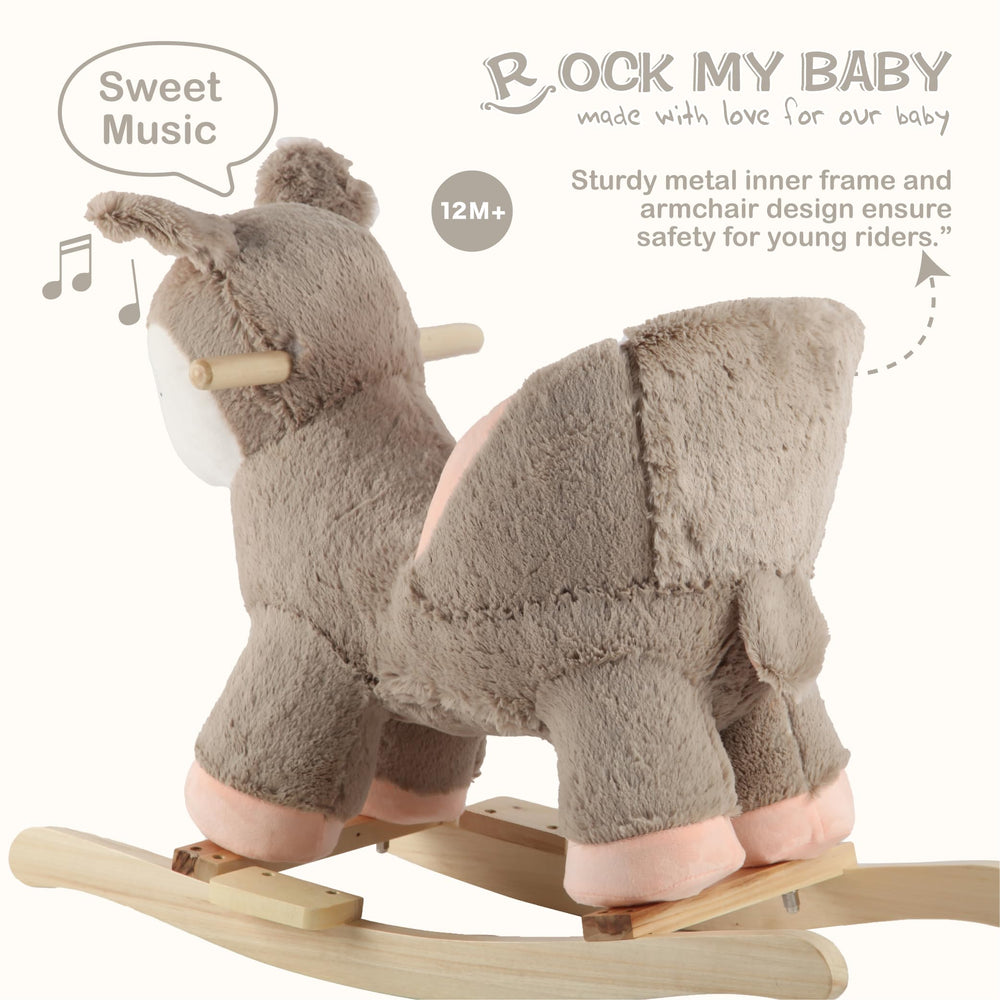 Rock My Baby sturdy wooden rails and metal frame ensure stability.