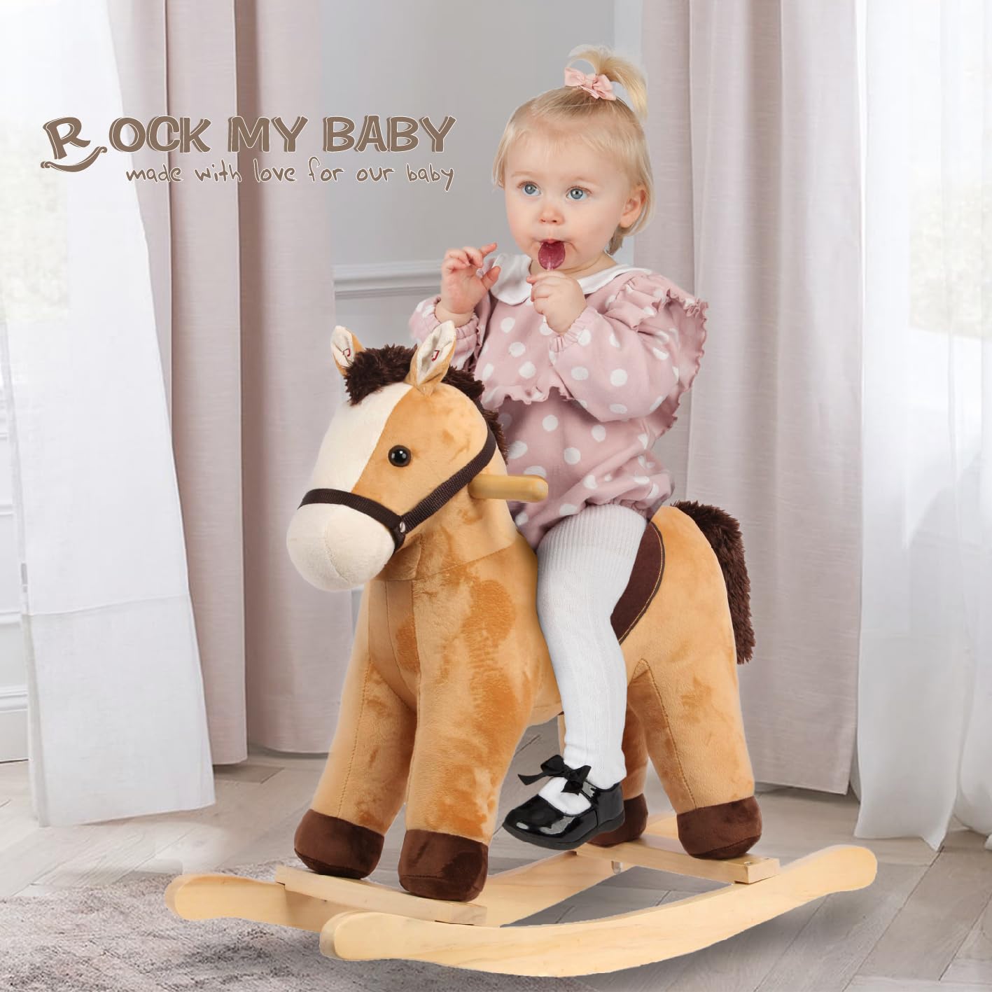 Rock My Baby sturdy wood rails and metal frame ensure safety.