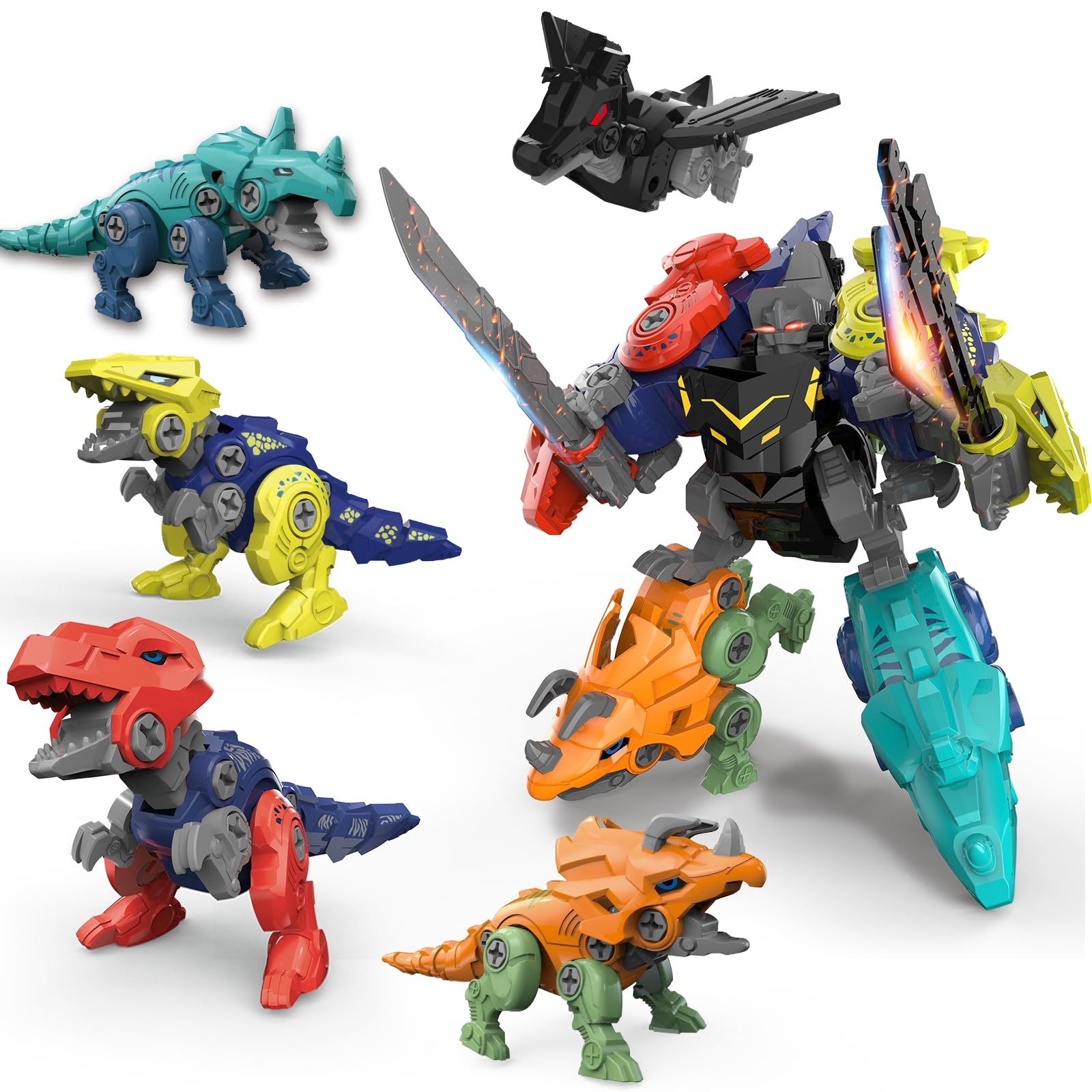 Rockclo dinosaur-transform kit in action; easy assembly boosts young engineering curiosity.