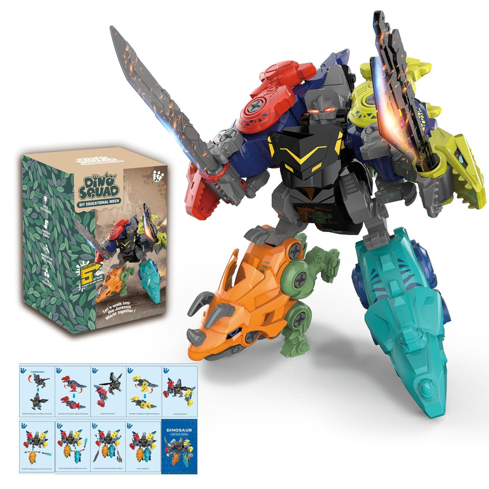 Rockclo kid assembling dinosaurs fosters hand-brain coordination.