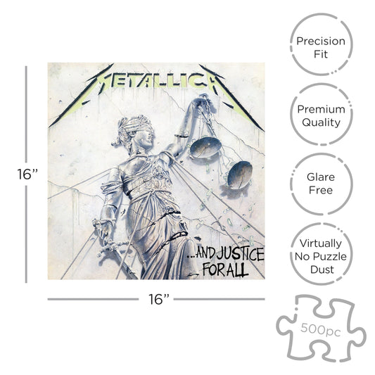 RockSaws Metallica Justice for All puzzle pieces on high-quality board for satisfying assembly.