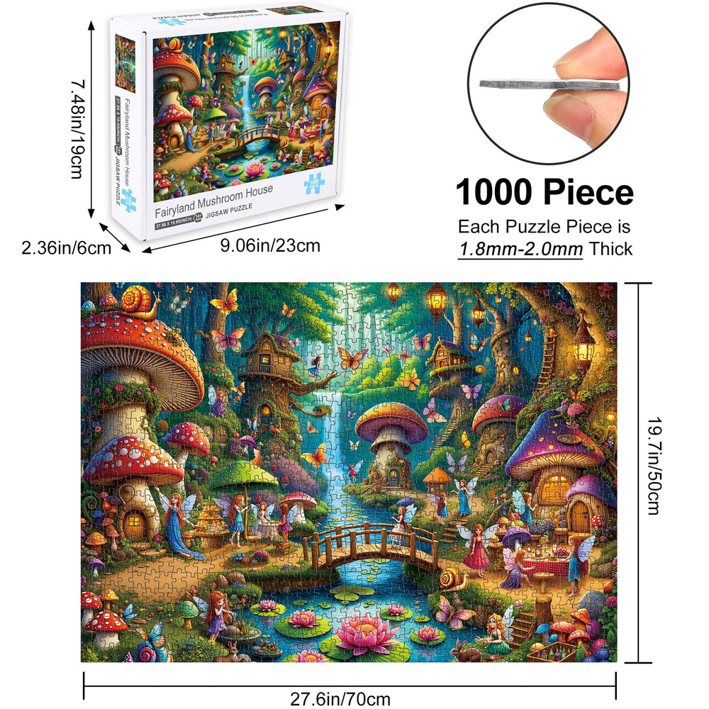 Rocorose 1000-Piece Fairyland Mushroom House Jigsaw Puzzle for Adults ...