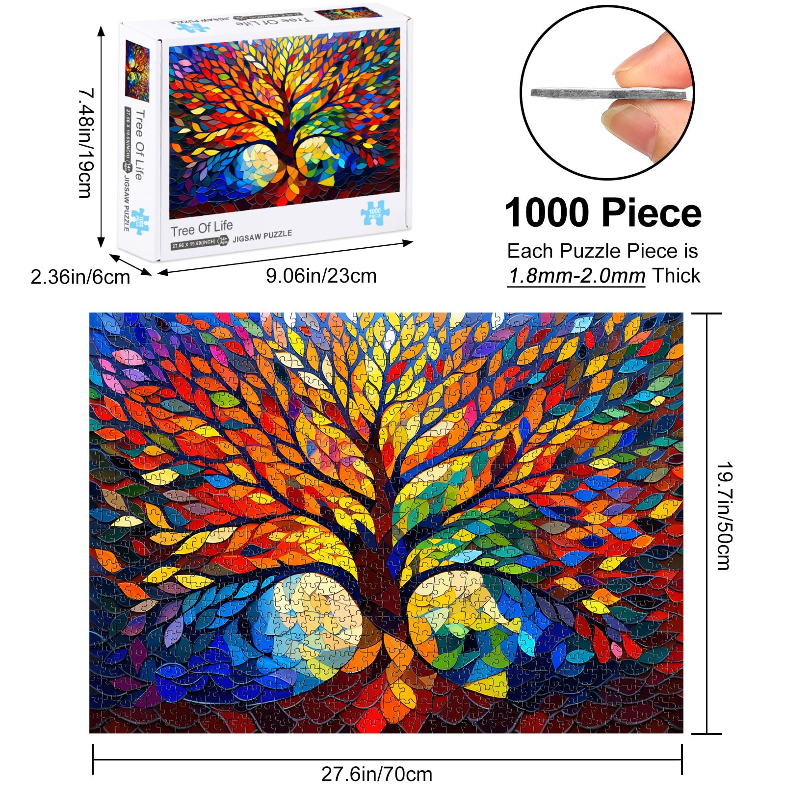 Rocorose glass fragment art tree outline highlights bright leaves and detail