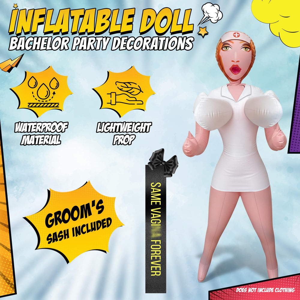 RODMONT doll wearing a groom sash for bachelor party flair and humor.