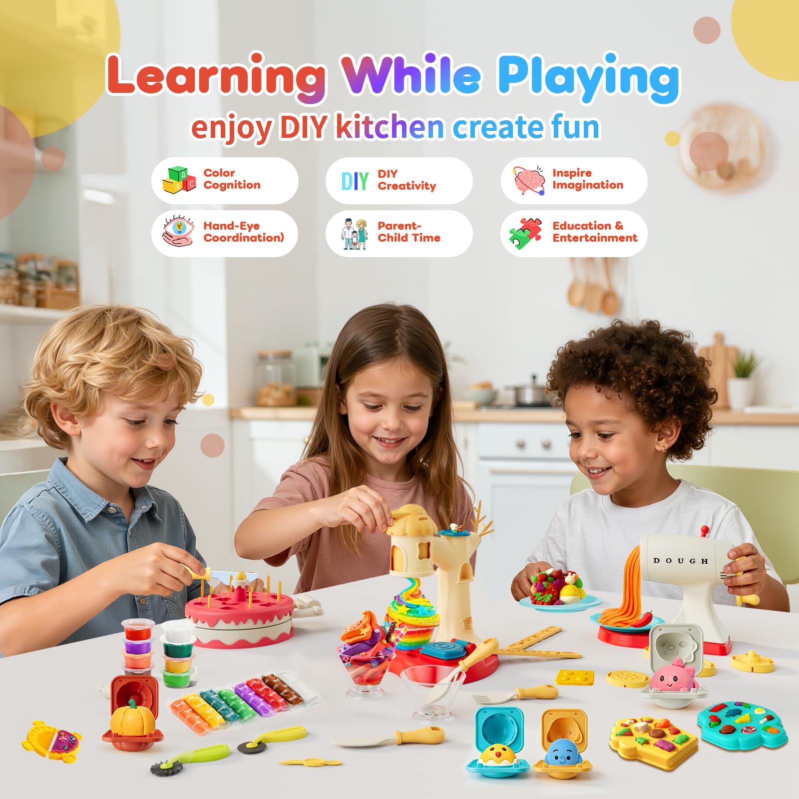Rodsucs color dough set using noodle maker for playful meals