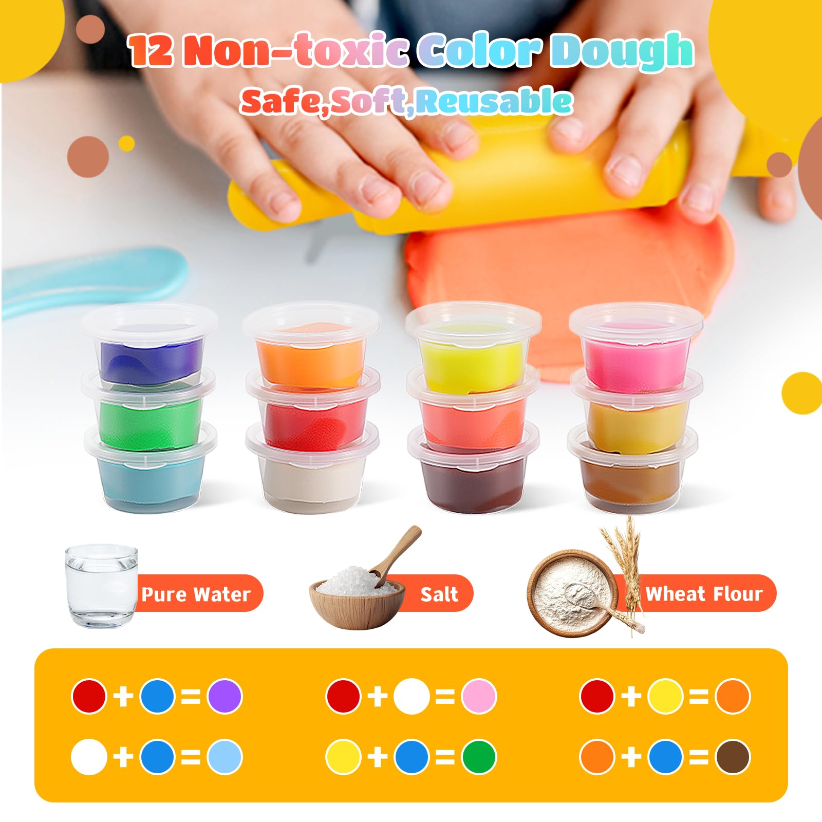Rodsucs dough mold accessories with rolling pin supports diverse shapes for kid-created art