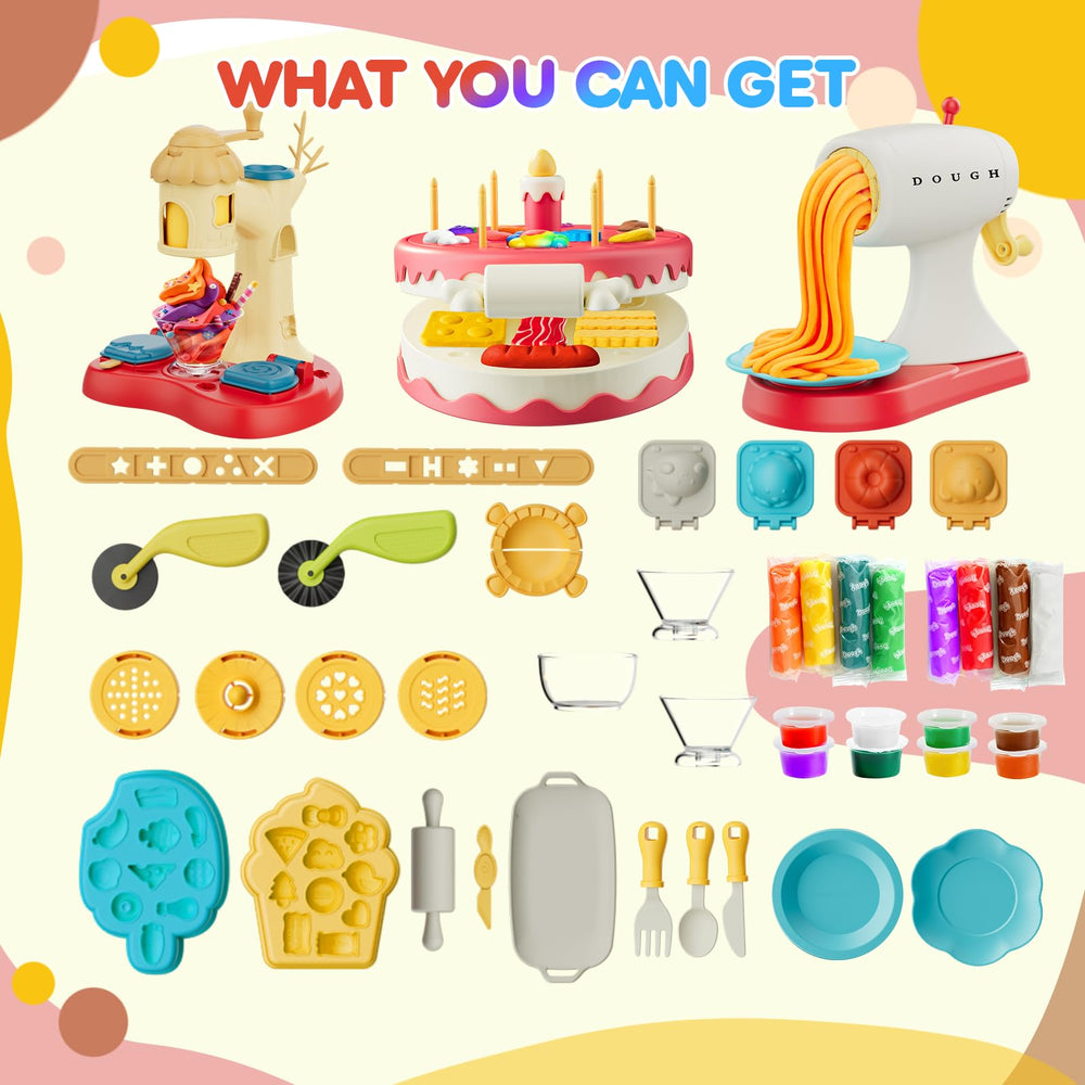 Rodsucs kids playing with dough in a colorful kitchen playset
