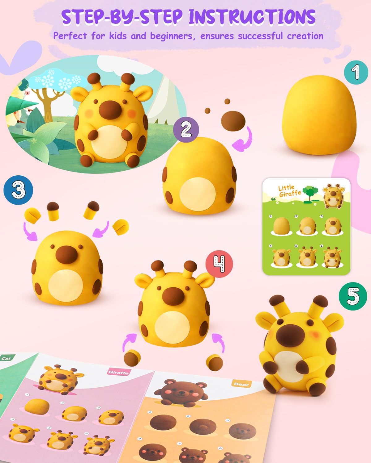 Roewioka illustrated guide to help kids craft animal figures step by step.