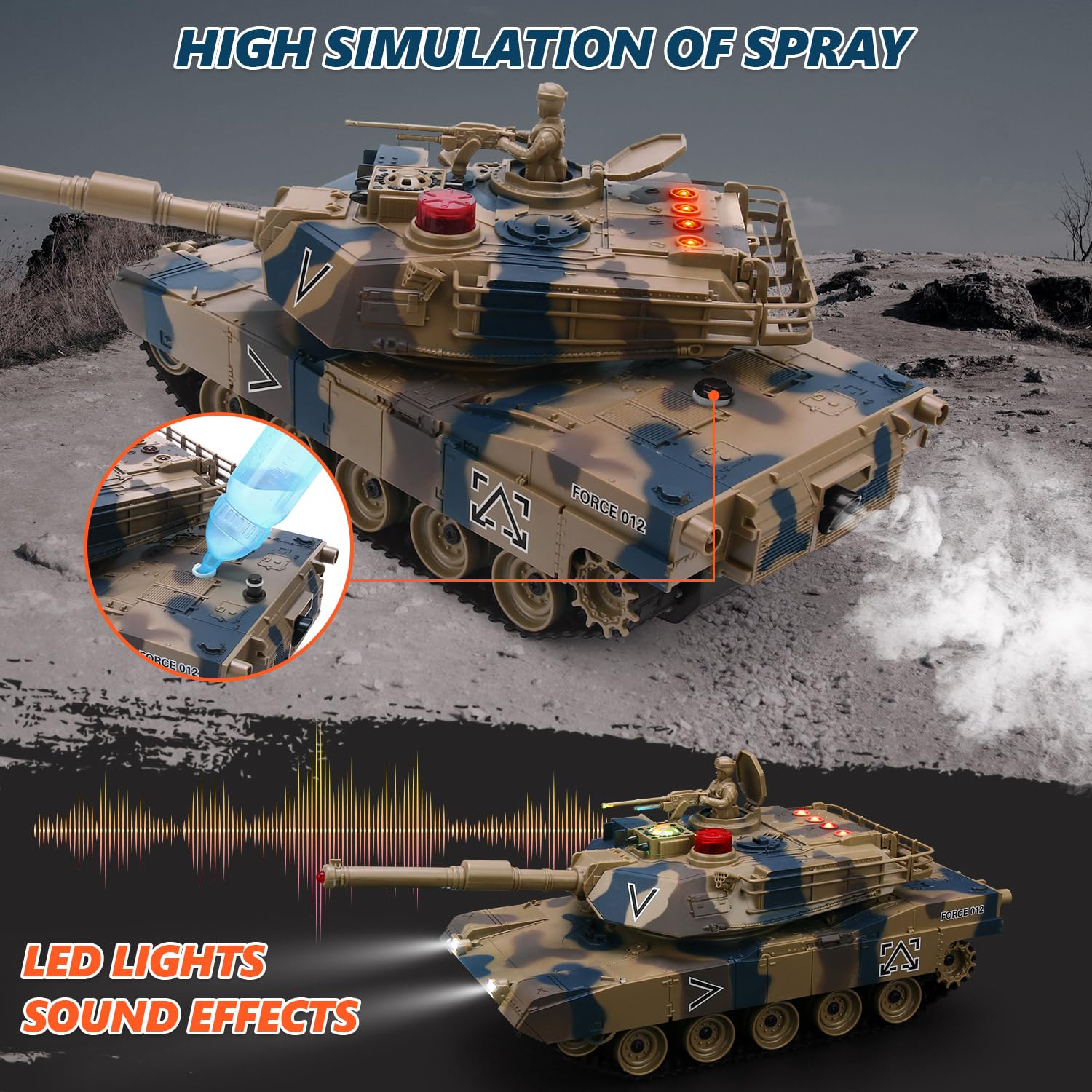 ROGALALY RC Tank Set 35-minute playtime per tank from rechargeable battery.