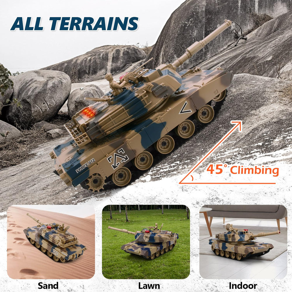 ROGALALY RC Tank Set climbs slopes up to 45 degrees.