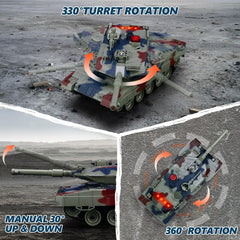 ROGALALY RC Tank Set spray effect enhances immersive battle scenes.