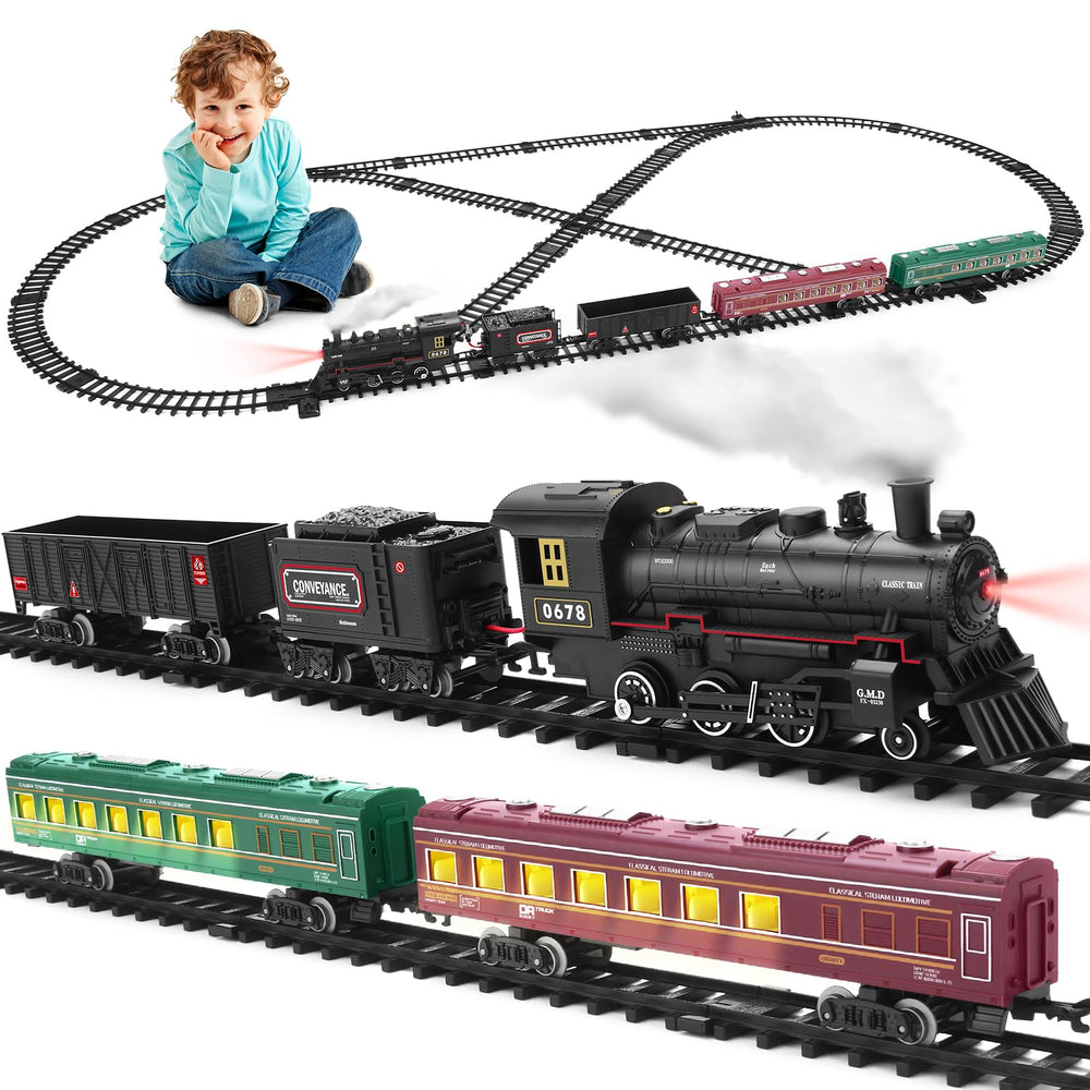 ROGALALY steam locomotive with lights and smoke for immersive play.