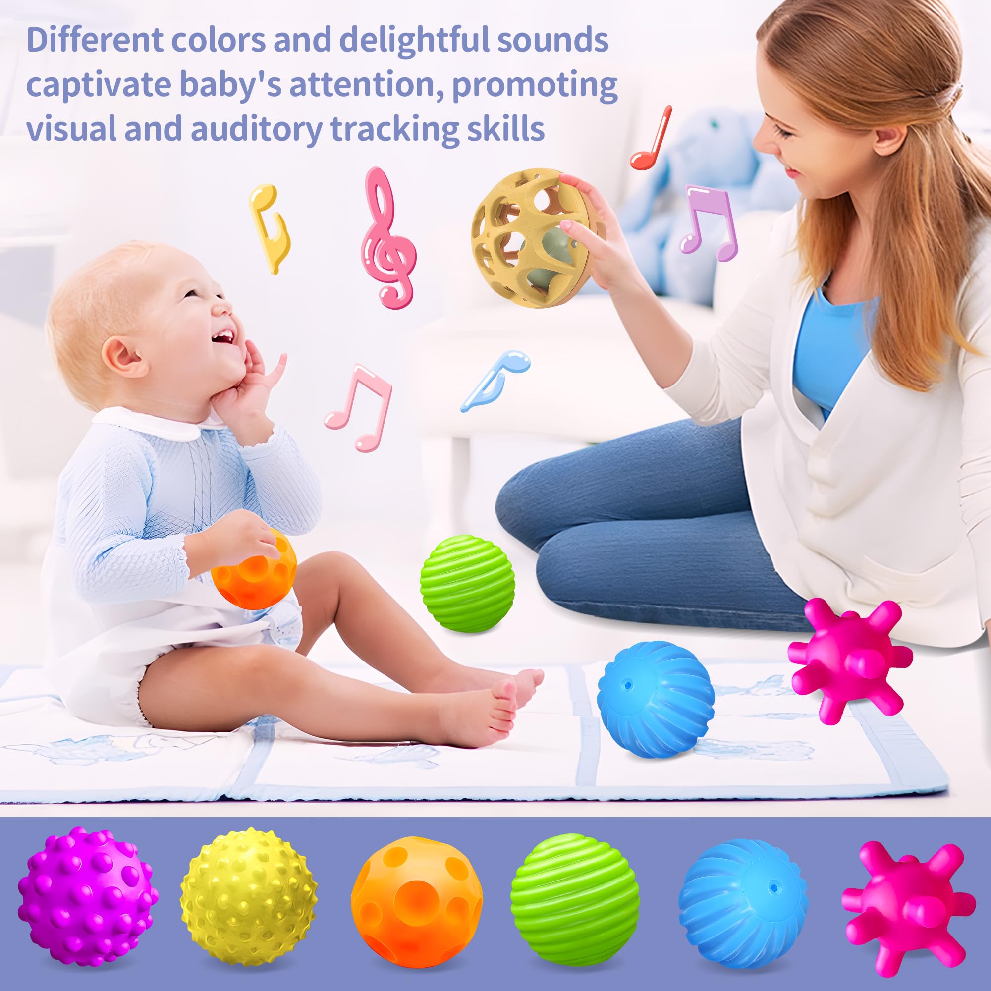 ROHSCE colorful newborn toys scene encourages visual tracking and color recognition.