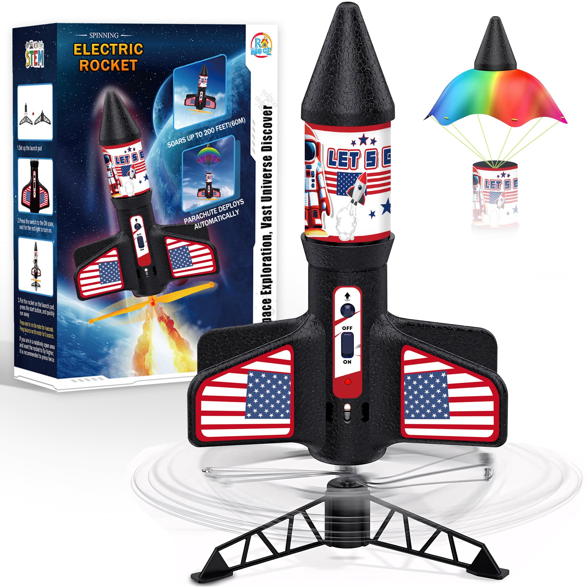 ROHSCE Rocket Launcher outdoor-reveal shows easy backyard setup for kids.