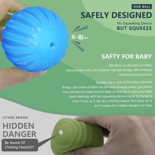 ROHSCE soft textured foam balls invite tactile play and fine motor skills.