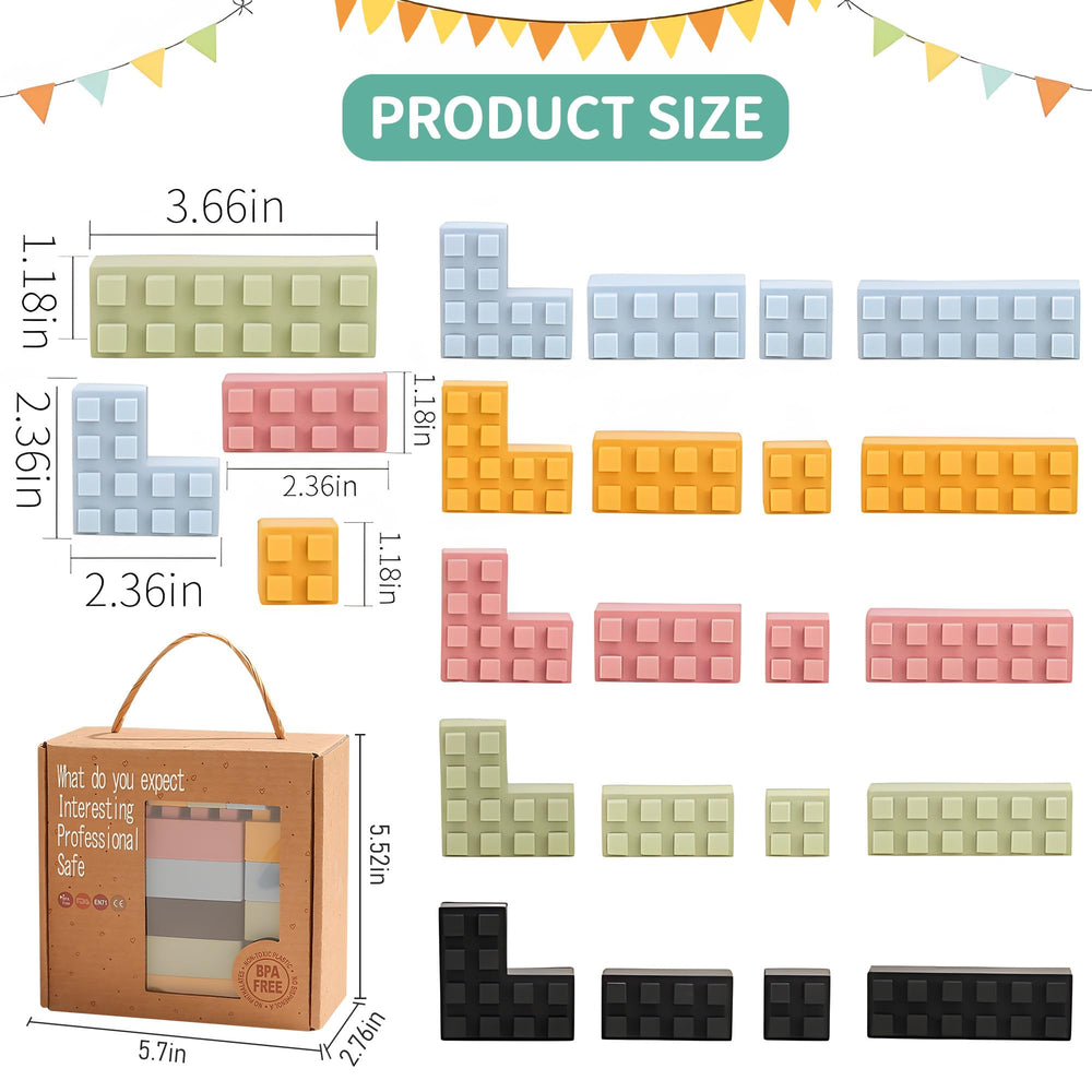 ROHSCE silicone blocks colorful stacking for visual development and grip strength