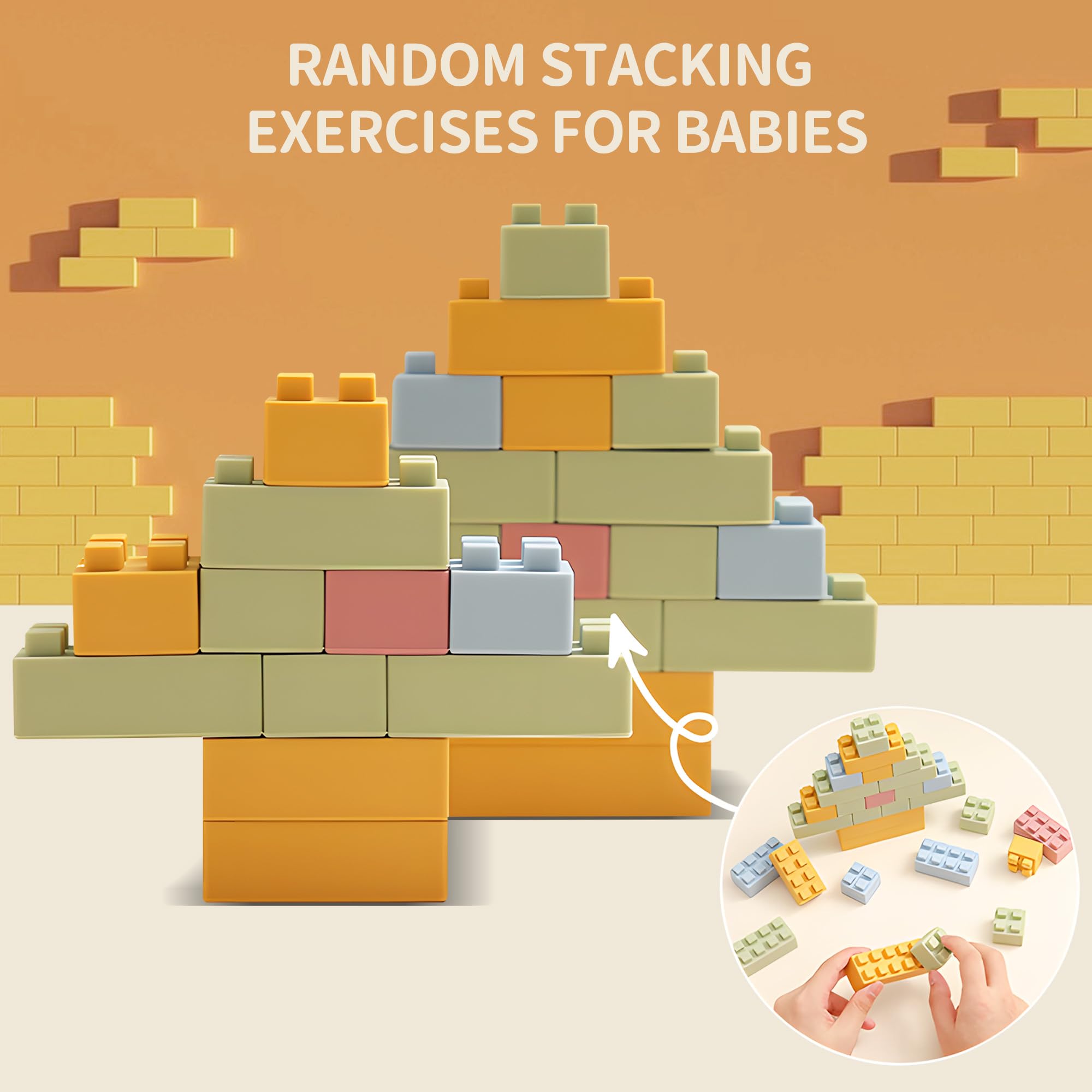 ROHSCE silicone blocks quick-clean stacks promote color recognition and creative construction