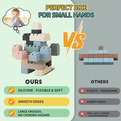 ROHSCE silicone blocks soft texture fosters imaginative play and easy handling