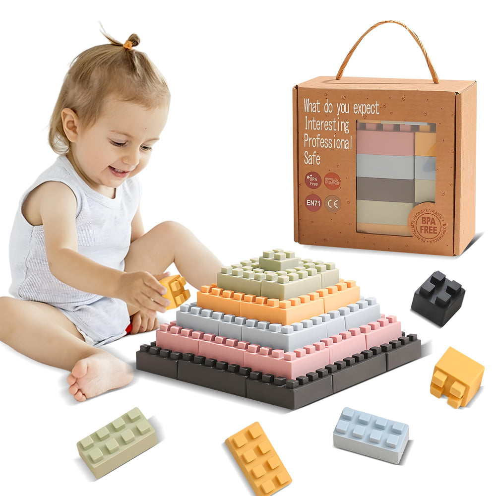 ROHSCE silicone blocks teething toy for soothing gums and safe baby play