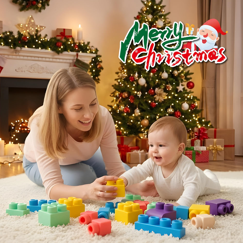 ROHSCE blocks feature teething friendly edges for safe chewing during playtime.