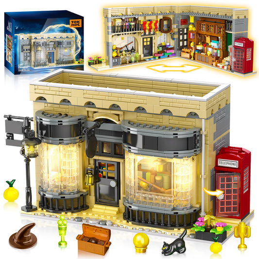 ROKAFU Magic Shop building set viewed from the front exterior for display and imaginative play