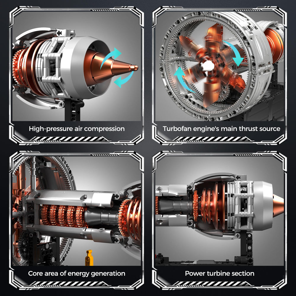 ROKAFU Turbojet turbine core highlights rotational motion for visual learners.