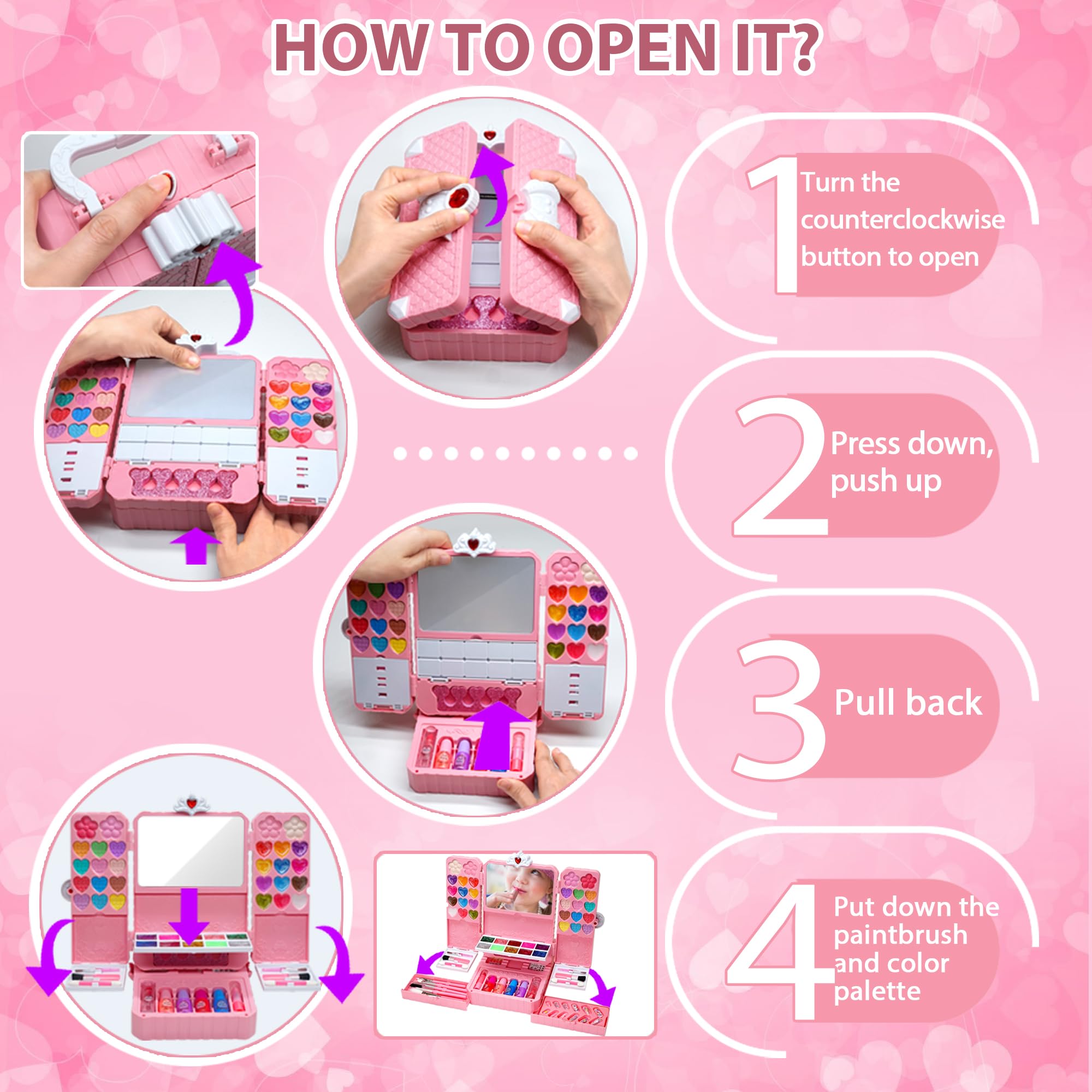 ROKKES Kids Makeup Kit safety features highlight kid-friendly components with simple cleanup.