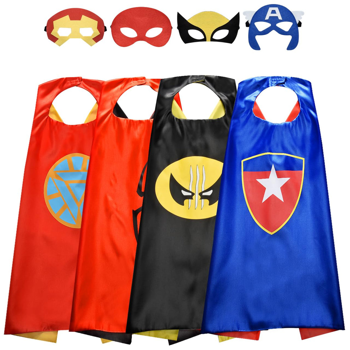 Roko red superhero cape for kids fluttering as they pretend to fly.
