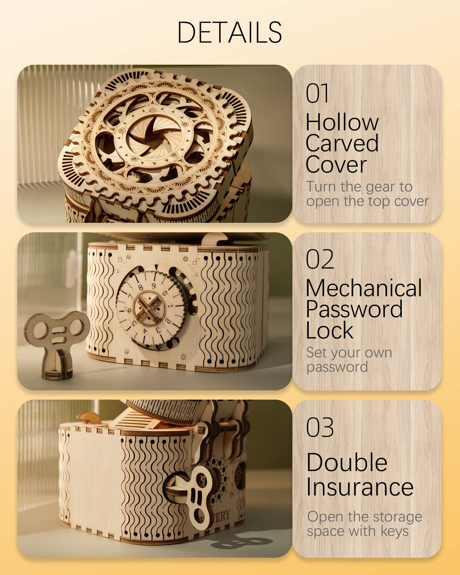 ROKR laser-cut wooden pieces ready to assemble into a keepsake.