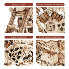 ROKR 3D motorcycle puzzle belt drive close-up aids precise alignment.