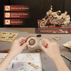 ROKR 3D motorcycle puzzle damping mechanism detail supports smoother assembly.