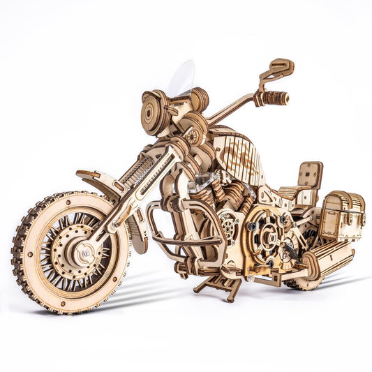 ROKR 3D motorcycle puzzle front view for an impressive desk display.
